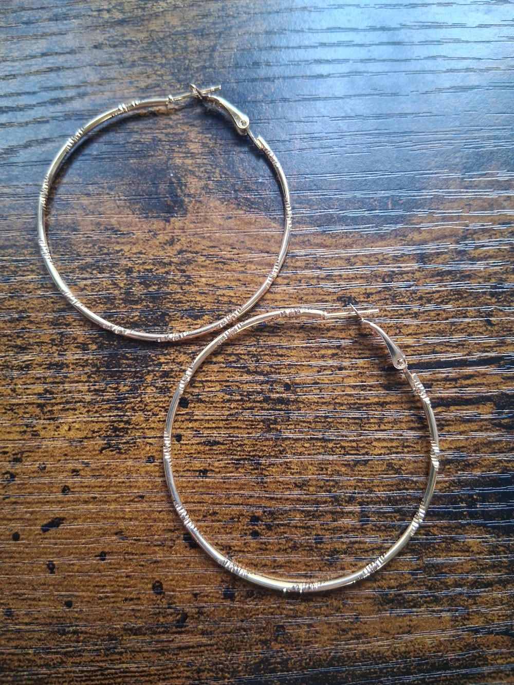 Gold Textured Hoop Earrings - Women Jewelry